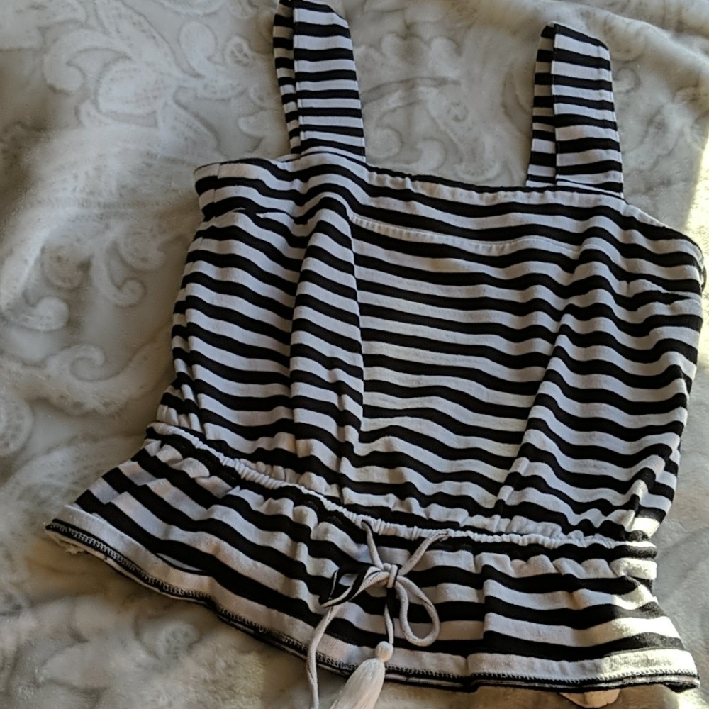 Lucky brand black & white striped sleeveless top
